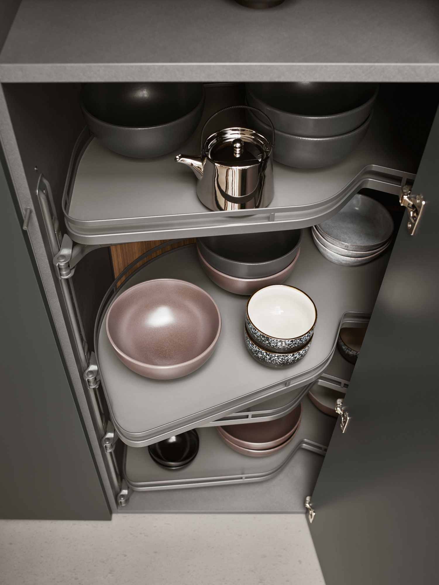 Кухня без ручек на заказ с полуостровом ERNESTOMEDA знак ARCH-00140912 - Вид №4