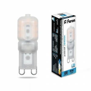 Лампа светодиодная Feron G9 5W 6400K LB-430 25638 FERON  00-3956488 Матовый