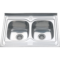 Мойка 8060S MELANA 0,8/180 2-я чаша накладная прямоугольная с сифоном (061 t *5) 061 t (*5)