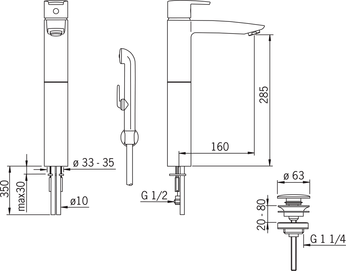 Oras 2802 Высокий смеситель 2802 Cubista Хром  - Вид №1