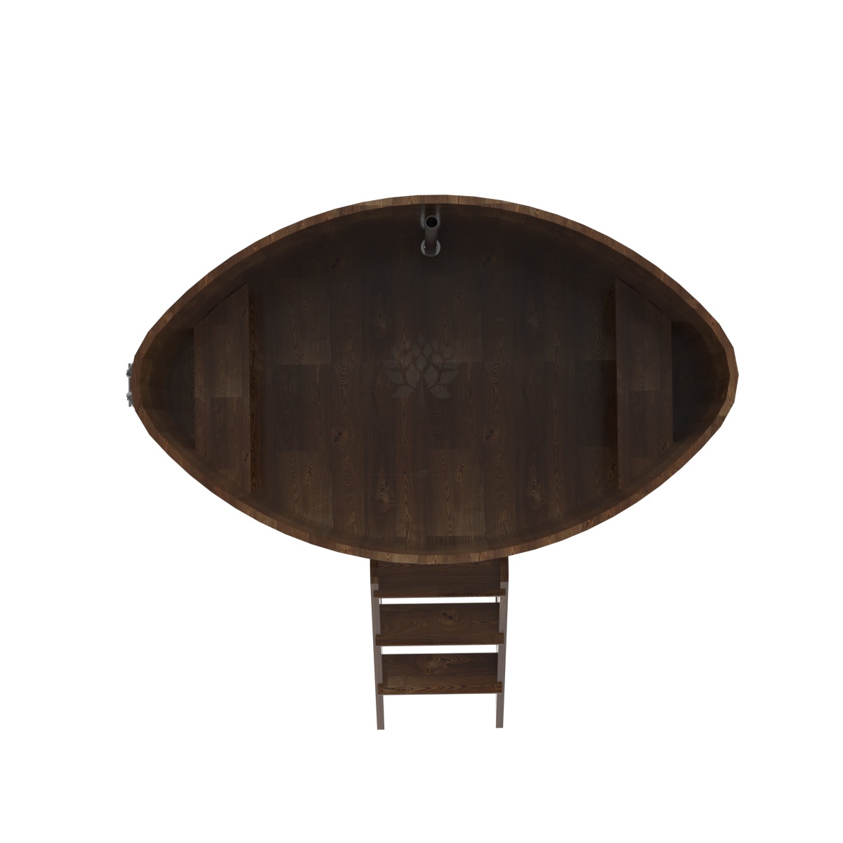 1551 Купель овальная из сращенных ламелей лиственницы 1,15х1,83х1,2 морёная Alyarus  - Вид №4