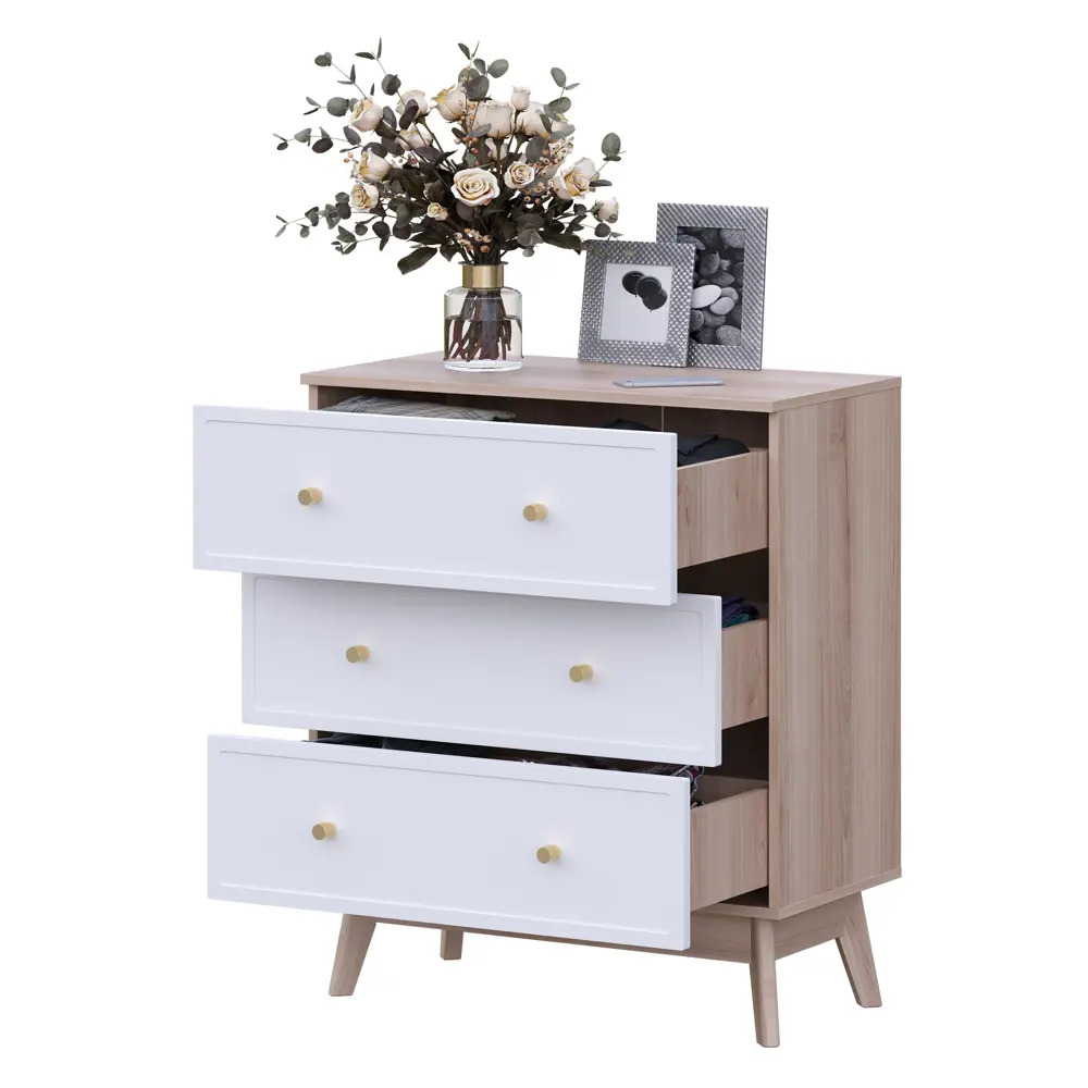 Комод KONSENSA Амьен 3 ящика 80x94x41.7 см ЛДСП цвет белый/коричневый Лион STLM-2066479 - Вид №11