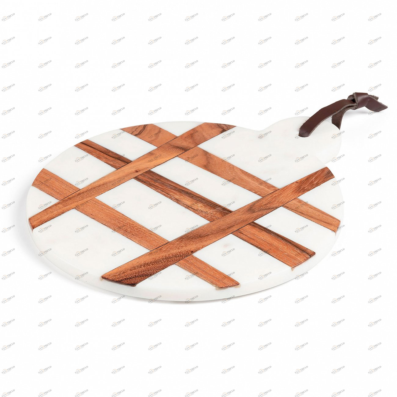 Доска разделочная круглая белая мрамор, дерево 25х30 см Bulacan от La Forma LA FORMA BULACAN 344439 Белый 