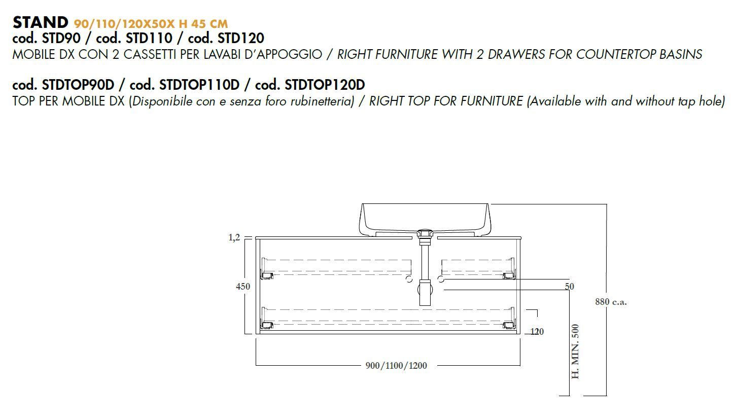 Подвесной шкаф для умывальника из керамогранита с ящиками Olympia Ceramica Стенд ARCH-00048478 - Вид №2