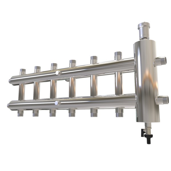 Купить Распределительный коллектор с гидрострелкой 60 кВт, 7 контуров Прокситерм GSK257 - Вид №2
