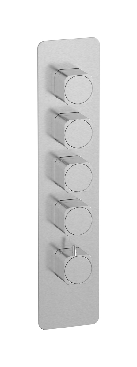 External part of thermostatic 4 ways, square plate, vertical, soft handle WE ARE IB eua416ssneo_1 Brushed Nickel Aqua