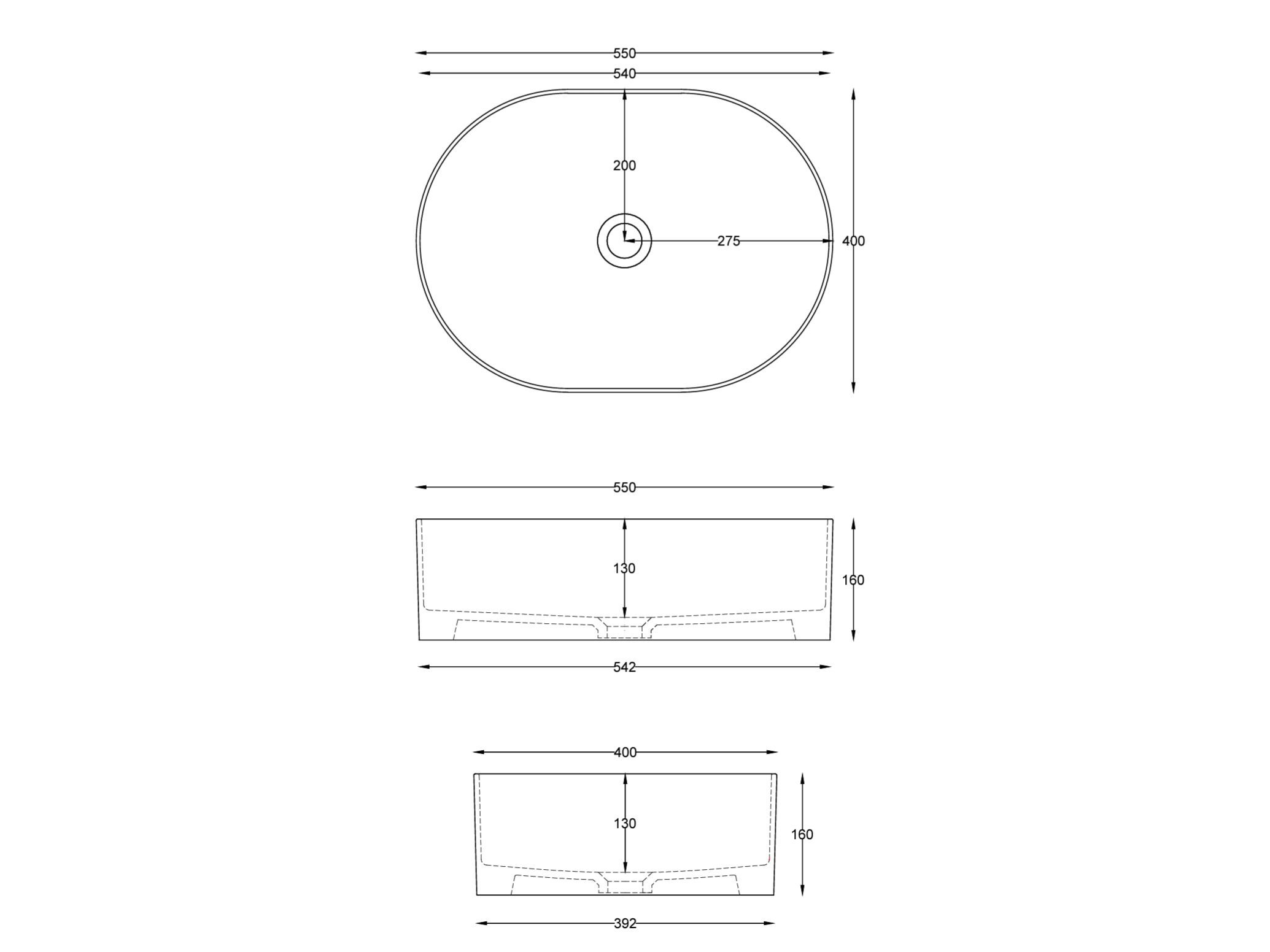 Керамическая столешница овальная раковина Ceramica Cielo Тео ARCH-00066219 - Вид №3