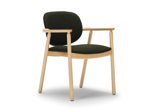 Стул из ткани и ясеня с подлокотниками