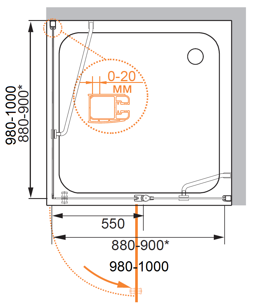 Душевой уголок CEZARES ELENA-W-A-12-90-P-Cr-R - Вид №5