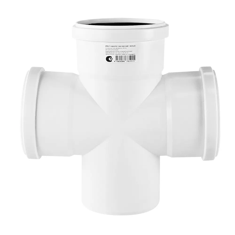 Крестовина одноплоскостная малошумная MONLID D110x110x110/87° мм полипропилен STLM-2192746 - Вид №1