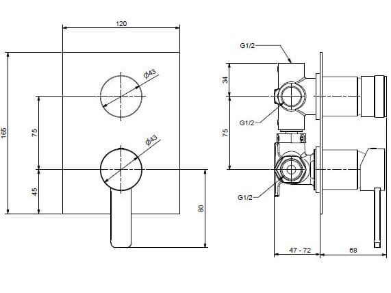 Хромированный латунный смеситель для душа с переключателем Bugnatese Morse ARCH-00084425 - Вид №2