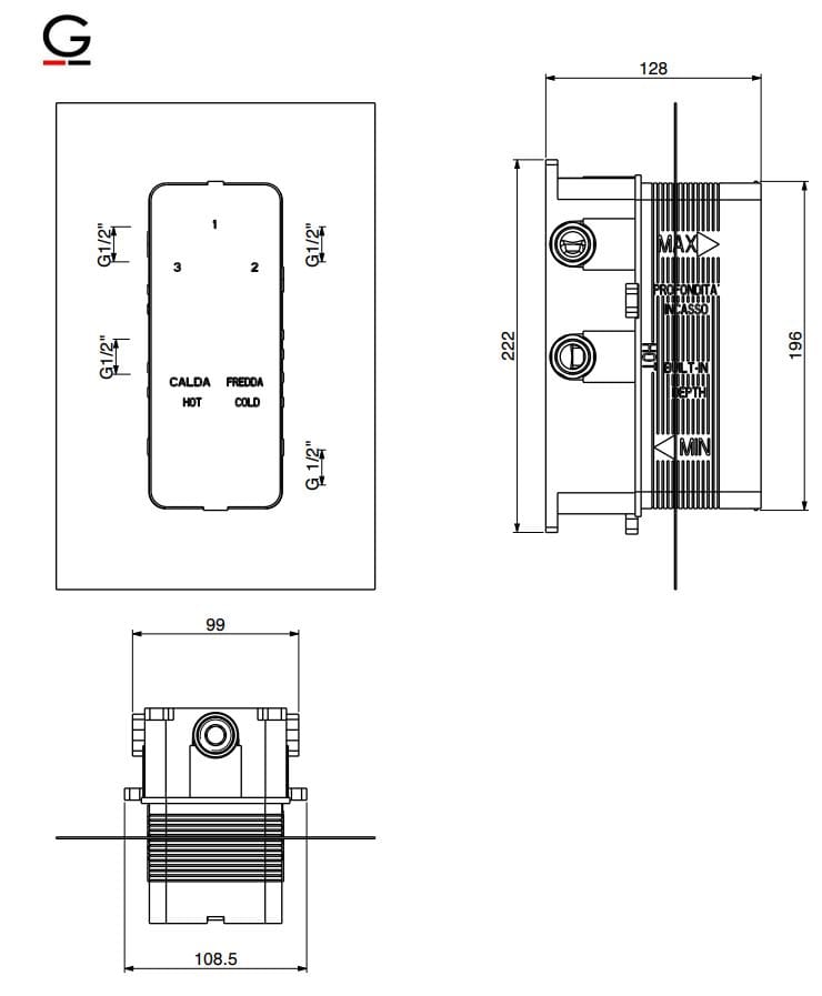 Встраиваемый корпус для смесителя GATTONI T_K ARCH-00072863 - Вид №1