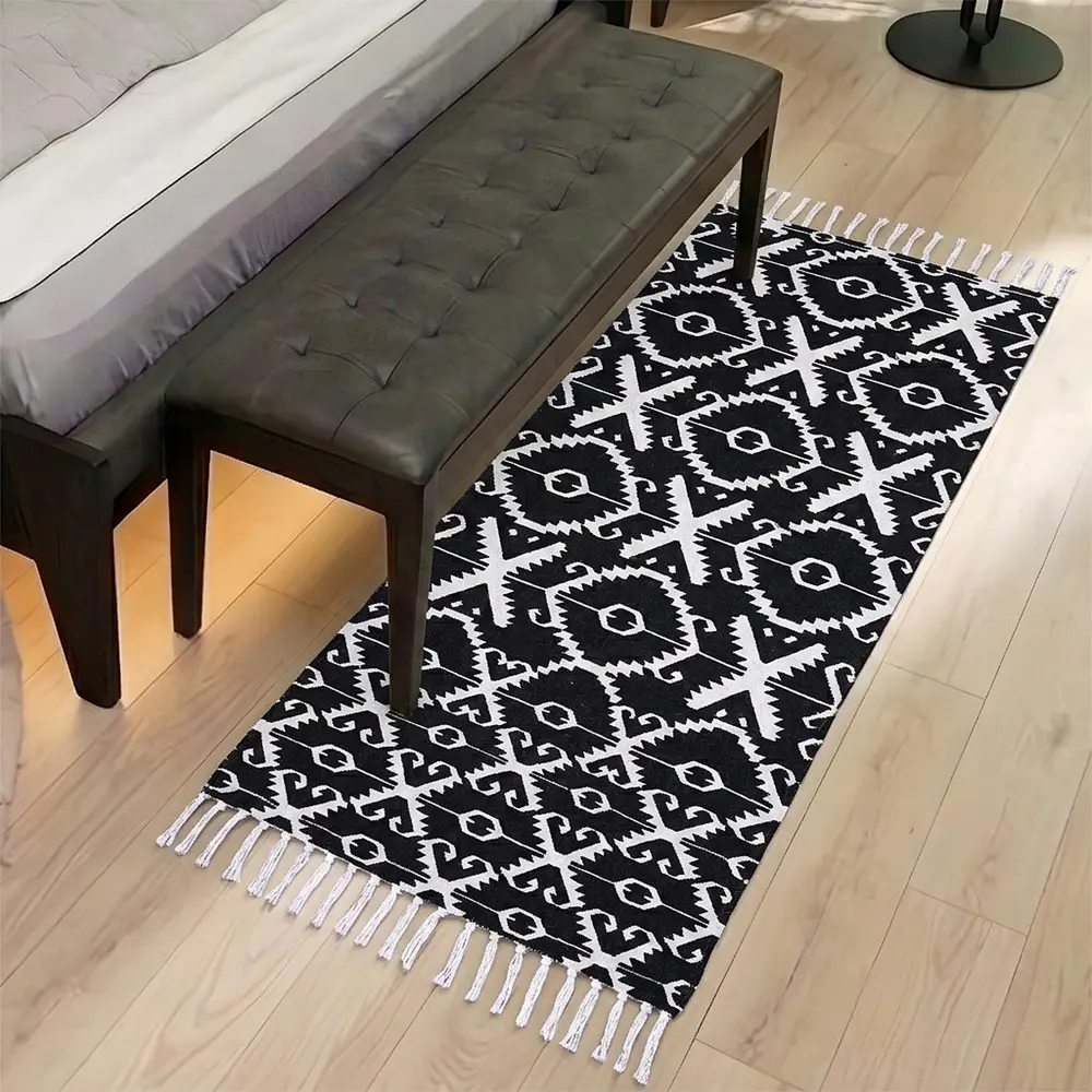 Коврик грязезащитный KREAFORTA Cauvery 60x120 см хлопок цвет черно-белый STLM-2026745