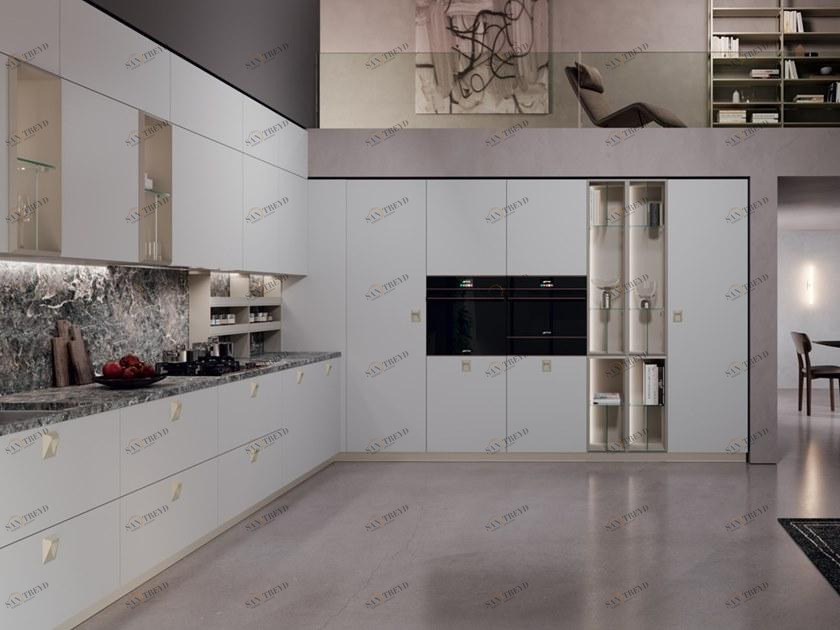 Febal Casa Линейная лакированная кухня с ручками sun-id-1516152