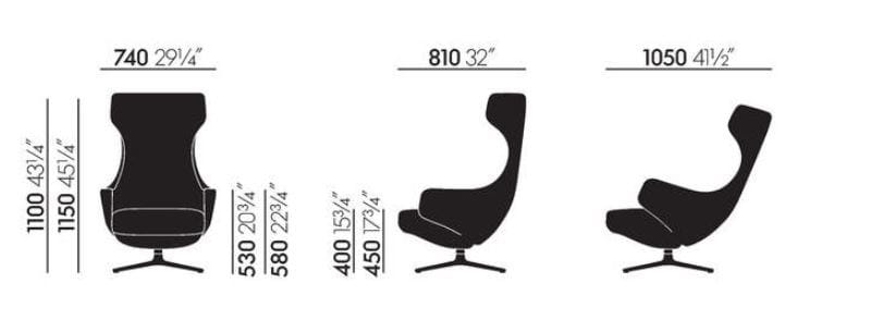 Вращающееся кресло с подставкой для ног VITRA Repos &amp ARCH-00085219 - Вид №2