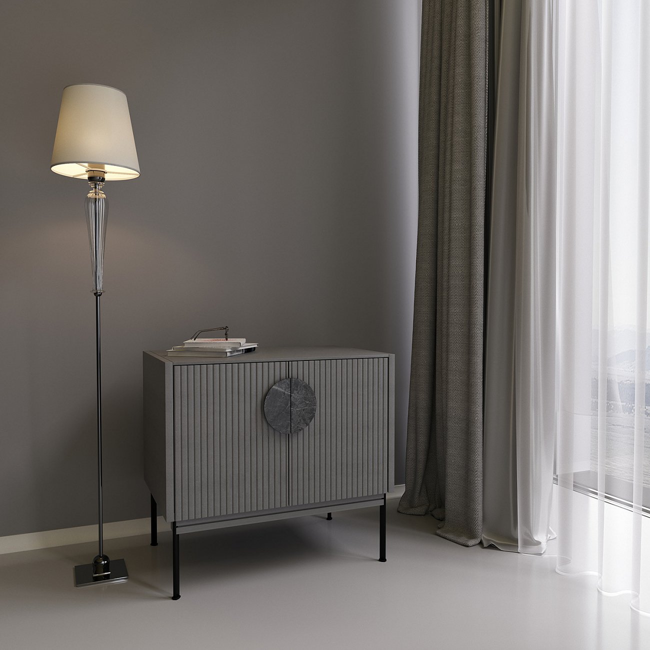 Тумба с полкой 61х64 см светло-серая Alto BRAGIN DESIGN LIVING 00-3862454 Серый - Вид №1