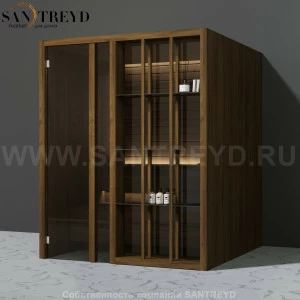 Effegibi YOKU.S60 SA.70100014 Сауна с левой дверью. Мощность: 6 кВт макс. Размеры: длина 174 см, ширина 170 см. Отделка: чёрный орех