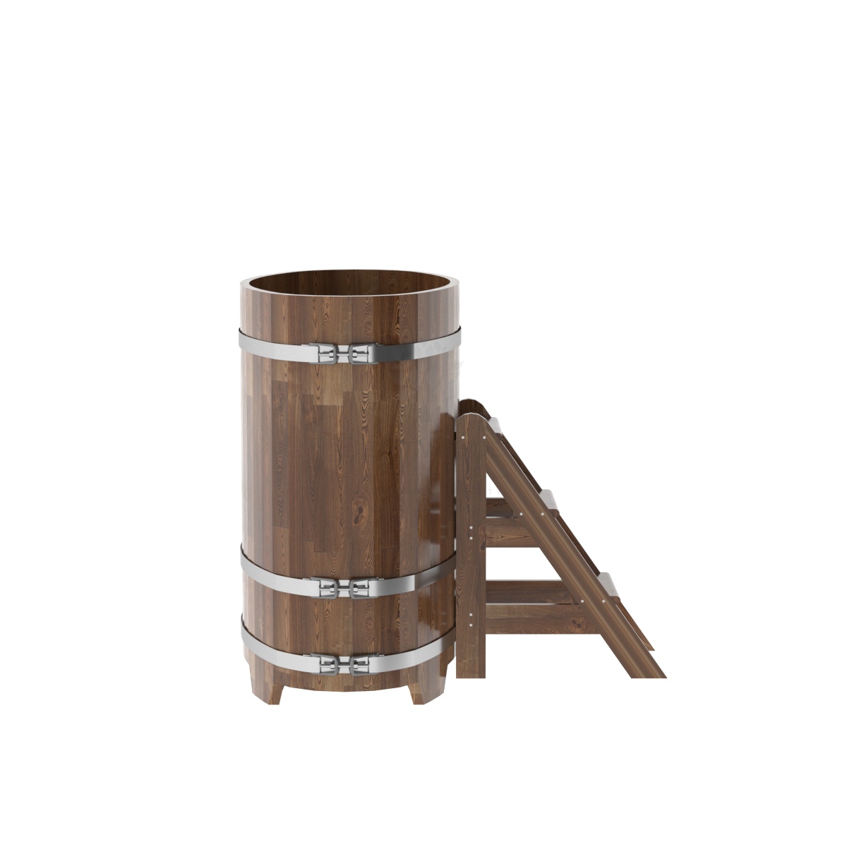 1376 Купель овальная из сращенных ламелей лиственницы 0,69х1,31х1,2 морёная Alyarus  - Вид №2