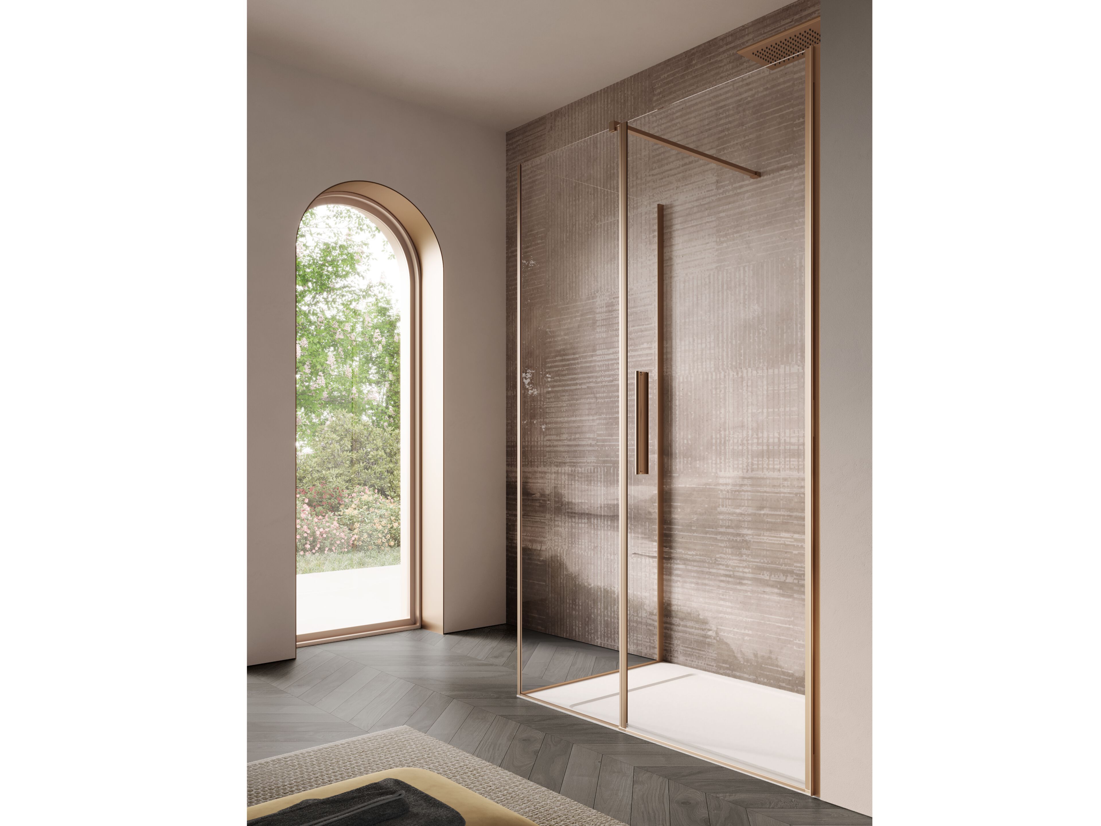 Стеклянная прямоугольная угловая душевая кабина DISENIA свет ARCH-00091923