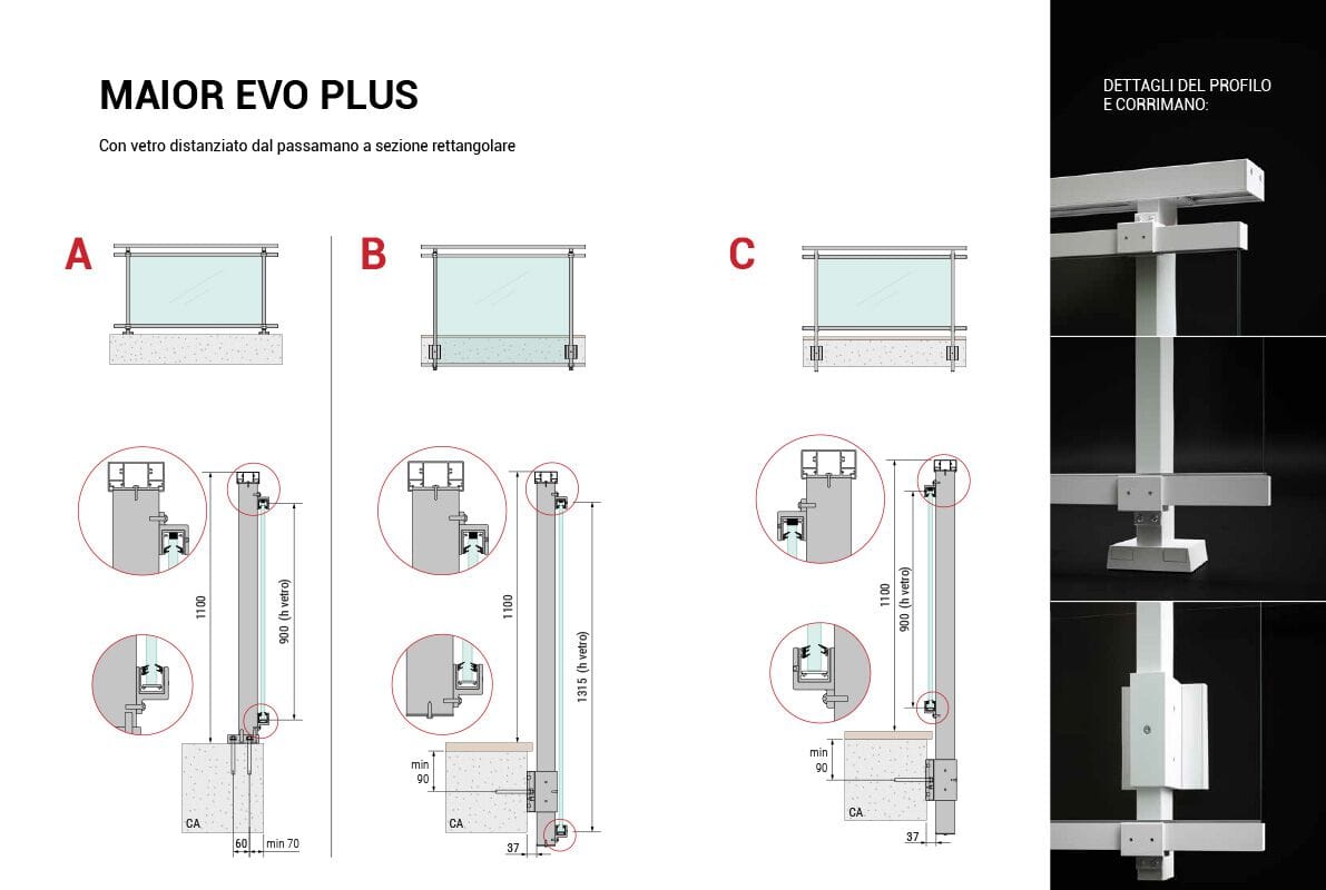 Перила из алюминия и стекла FARAONE Maior Evo ARCH-00083001 - Вид №7