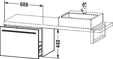 XL542302121 Шкафчик для компактной консоли X-Large #XL5423 600 x 478 мм Орех темный декор Duravit - Вид №1