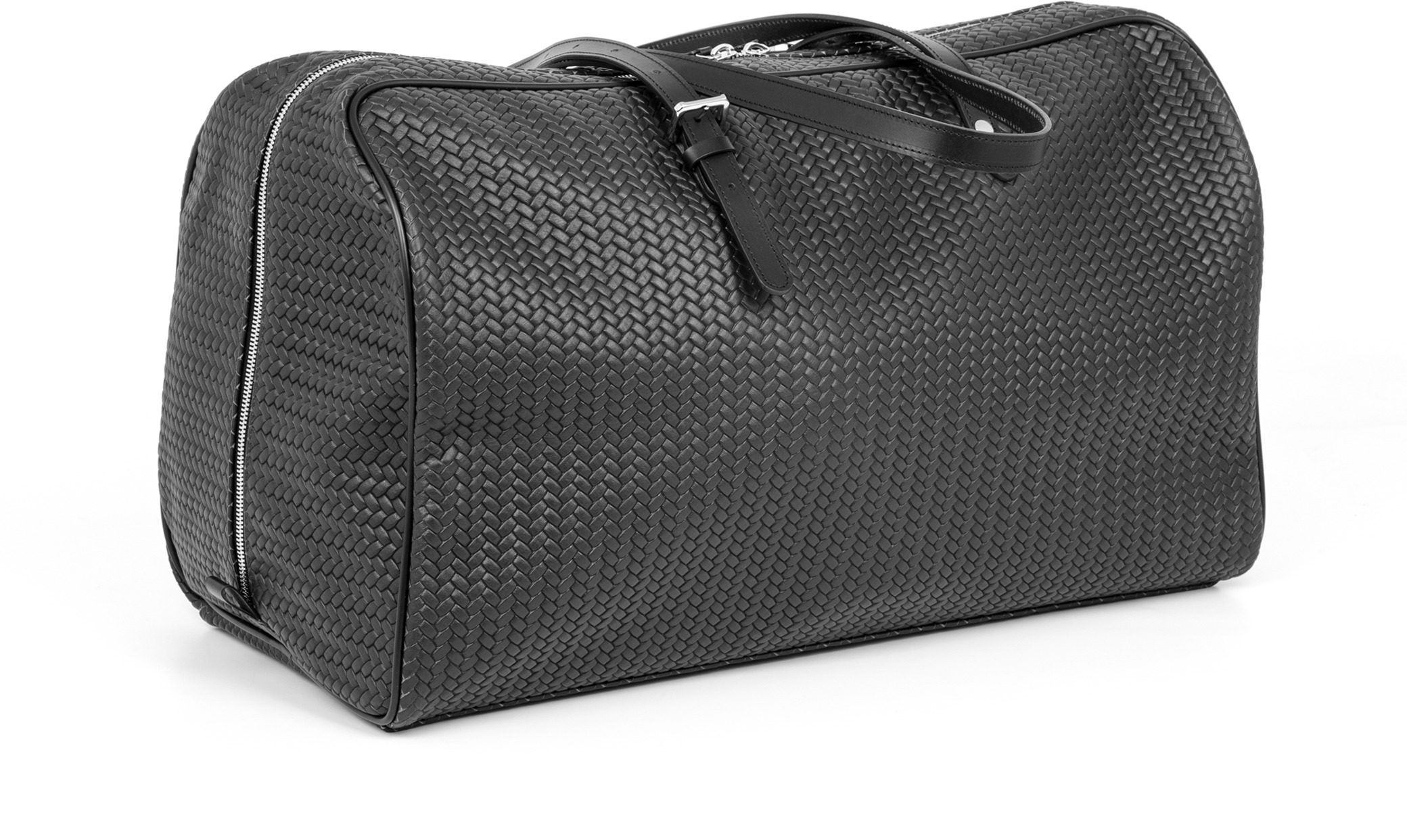 Дорожная сумка Crono - 52X22XH27 см / плетеная кожа_черный