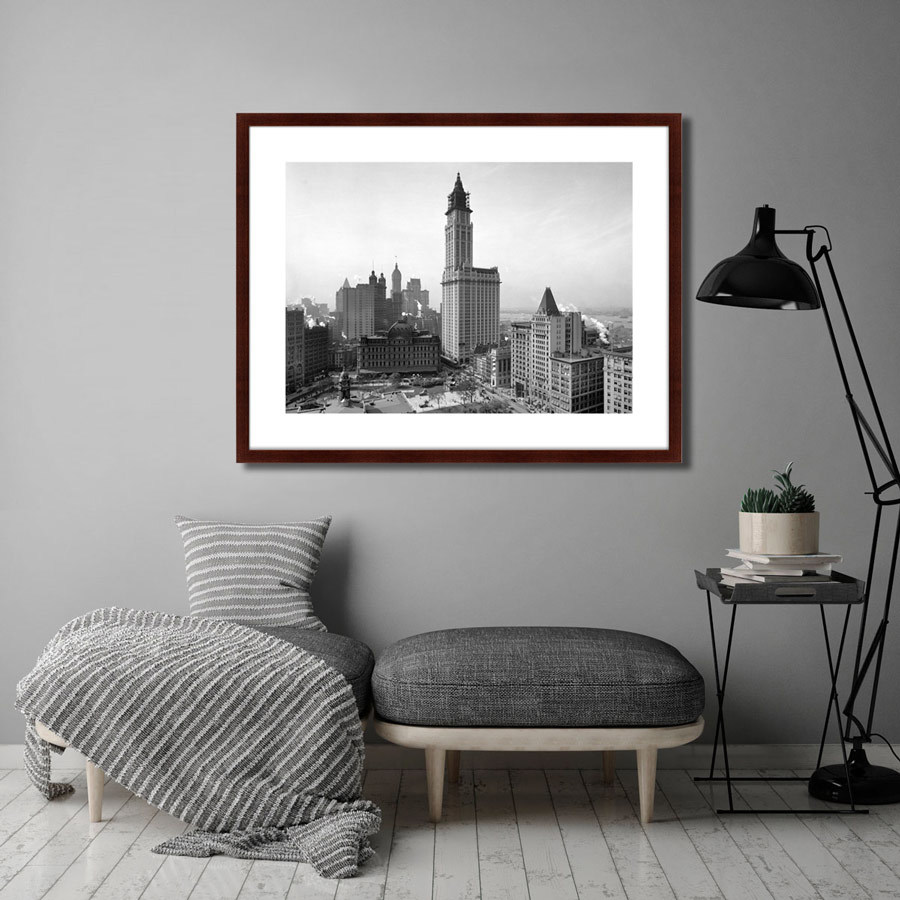 Картина черно-белая 80х100 см Woolworth Building, New York, 1913г. КАРТИНЫ В КВАРТИРУ  00-3894702 Белый;черный  - Вид №2