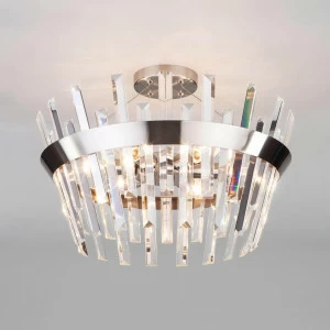 Потолочная люстра Eurosvet Steccato 10111/5 сатин-никель/прозрачный хрусталь Strotskis EUROSVET ДИЗАЙНЕРСКИЕ, STECCATO 00-3888742 Прозрачный;хром