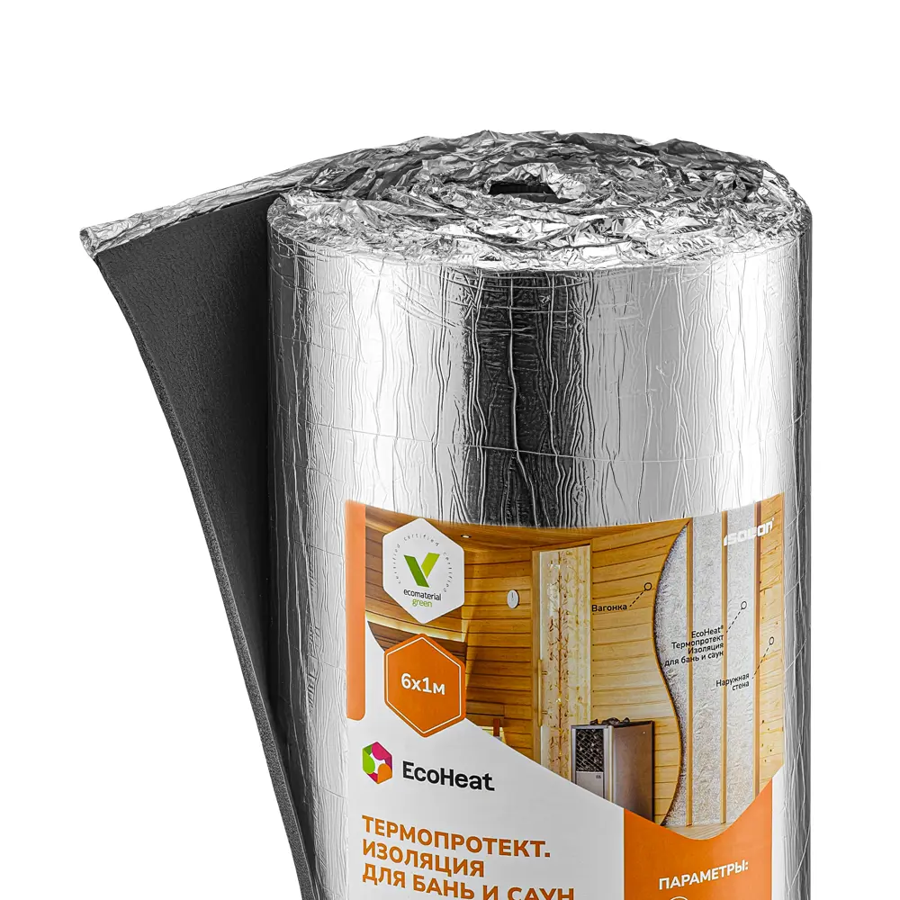 Изоляция отражающая EcoHeat для бань и саун 8x1000x6000 мм 6м2 Santreyd STLM-2167466 - Вид №5