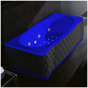 Ванна Gruppo treesse New Classic Young ATC-V674Q-DX-KC-SI синяя с гидромассажем аэромассажем и дезинфекцией прямоугольная правая чёрная кожа