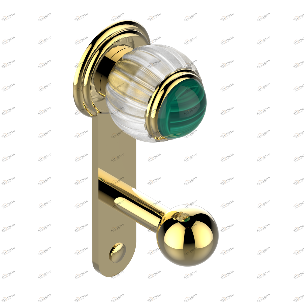 A8M-517 Крючок для халатов одинарный Thg-paris Vogue с малахитом Золото A8M-517 CAT.F