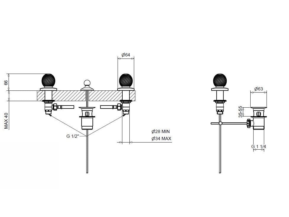 Смеситель для биде из хромированной латуни Bugnatese Axo ARCH-00057764 - Вид №2