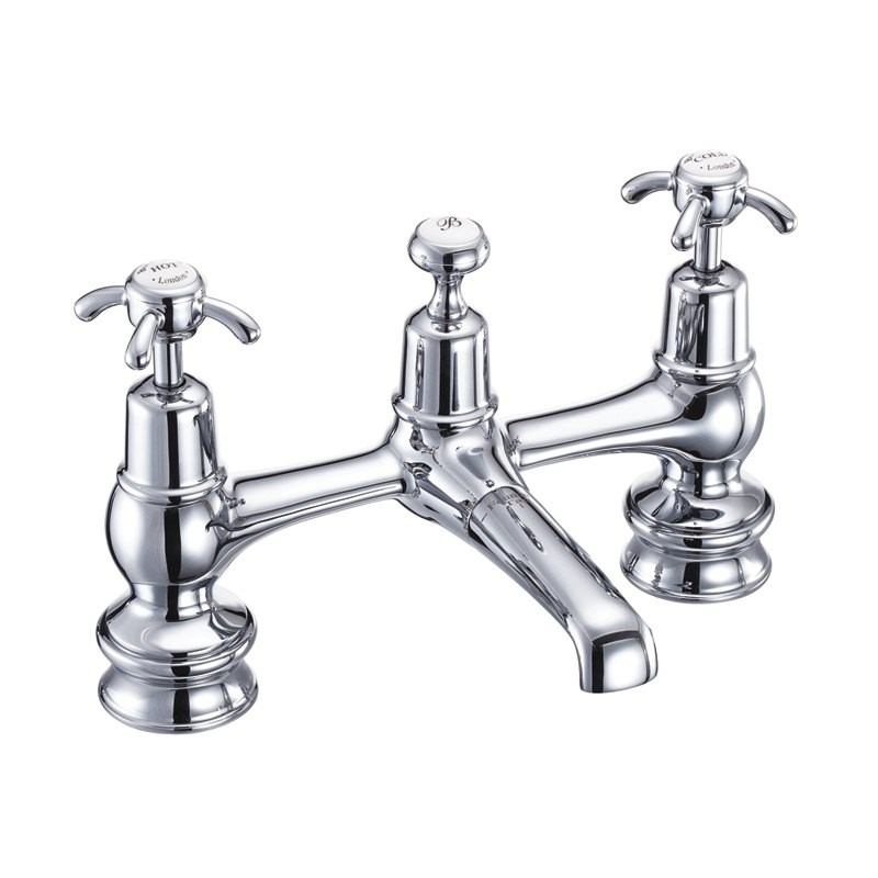 Смеситель для раковины на 2 отверстия Regent, с пробкой и цепочкой [ANR10] Regent Burlington T16-QT, T2, T4B-2 - Вид №1