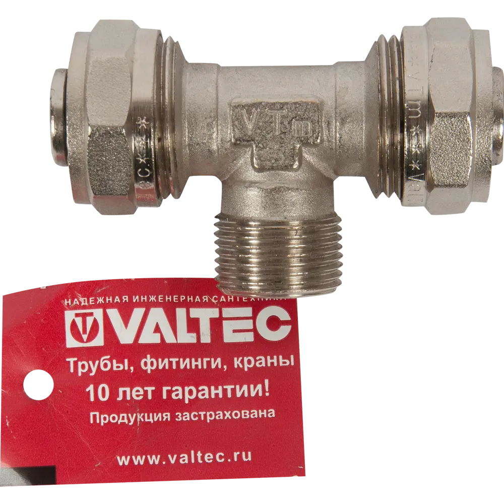 Тройник комбинированный Valtec 26x3/4"x26 мм НР никелированная латунь VTM.333 STLM-2120520 - Вид №2