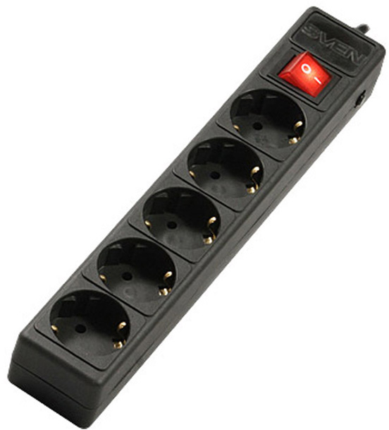 215 Surge protector optima base 5,0 m (5 sockets) black Sven Santreyd 