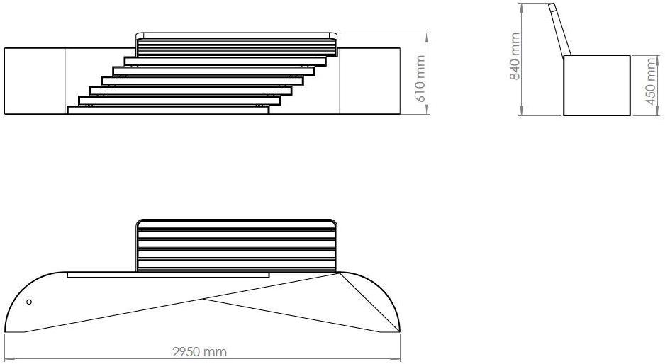 ENCHO ENCHEV - ETE Скамейка из бетона и дерева со спинкой  248  - Вид №4