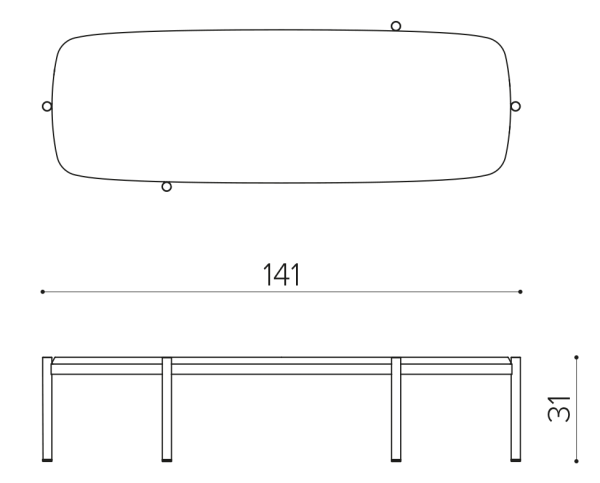 BL 13530RE Rectangular coffee table 141x50cm True Design Blade Coffee  - Вид №1