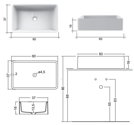 Керамическая прямоугольная столешница Nic простой ARCH-00009293 - Вид №4