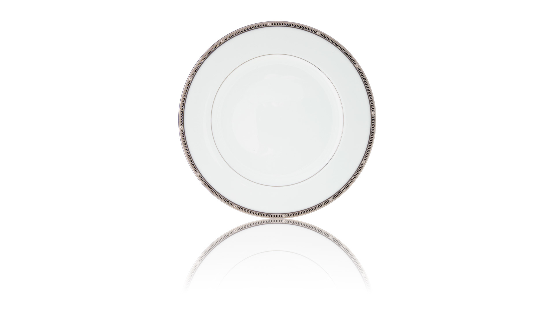 10665338 Noritake Набор из 6 тарелок обеденных Noritake "Рочель,платиновый кант" 27см Фарфор костяной  - Вид №1