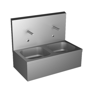 93073 Нержавеющая подвесная двойная мойка с интегрированной электроникой, с термостатическим смесителем, 24 В пост. SANELA