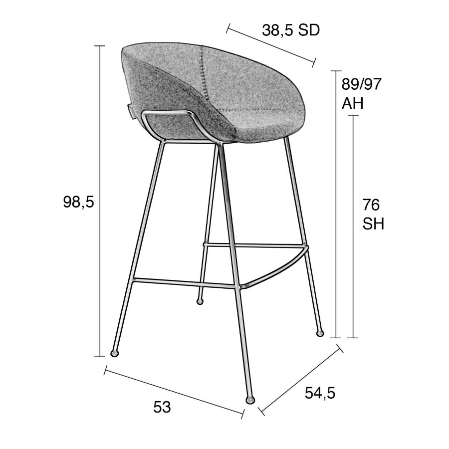 Стул барный Feston черный Zuiver 1500049 - Вид №12