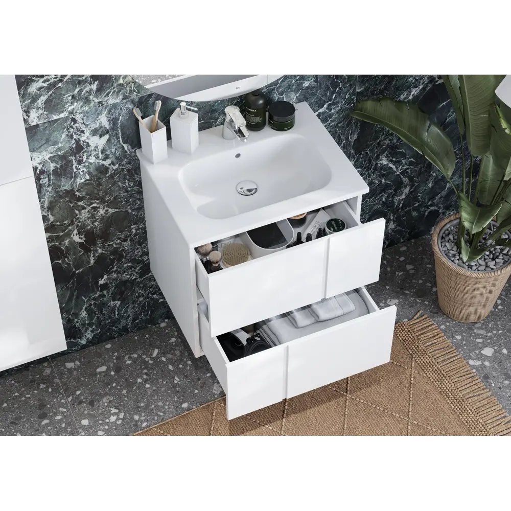 Тумба под раковину подвесная Roca Pilar 60 см цвет белый STLM-2201845 - Вид №6