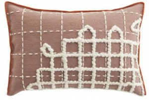 GAN Прямоугольная подушка из шерсти с ручной вышивкой Bandas