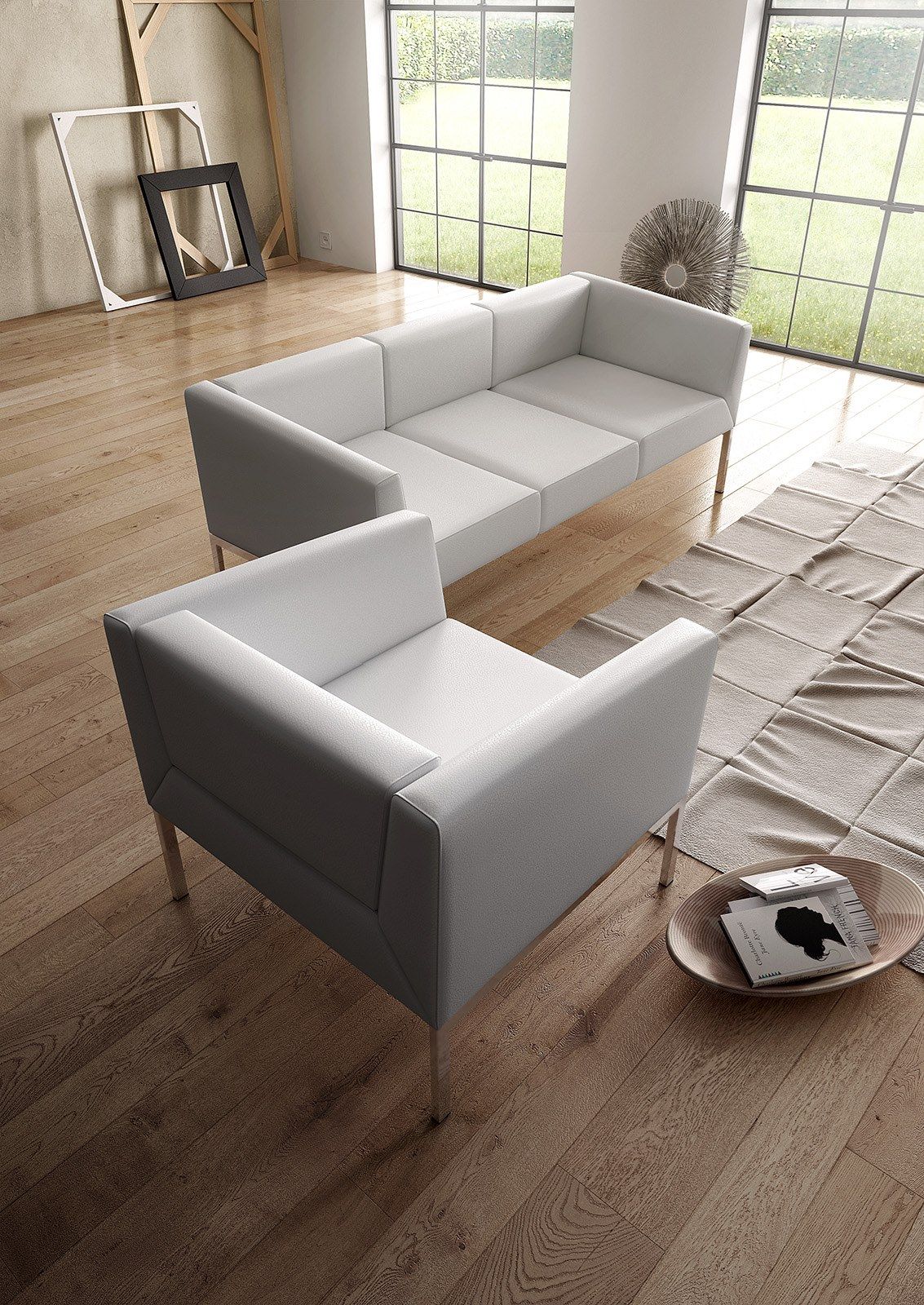 3-местный шерстяной пожаробезопасный диван с USB-разъемом Leyform ARCH-00008449 - Вид №2