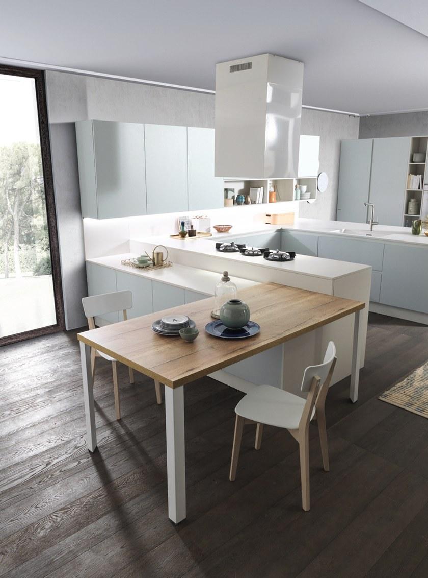 Febal Casa Лакированная встроенная кухня с полуостровом sun-id-1384949 - Вид №2