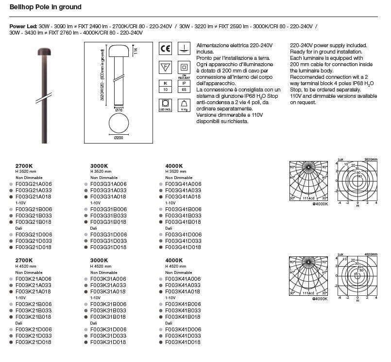 Алюминиевый светодиодный уличный фонарь для сада Flos Bellhop ARCH-00143916 - Вид №4