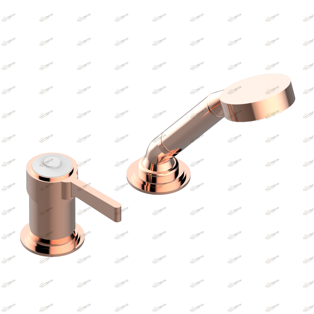 G2J-6523/60A Смеситель керамический устанавливаемый на борту с ручным душем Thg-paris Faubourg - белый фарфор - с рукоятками Розовое золото G2J 6523/60A CAT.F