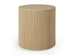 Высокий круглый журнальный столик из дуба с отсеком для хранения