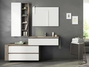 LEGNOBAGNO Подвесная тумба под умывальник из hpl с вешалкой для полотенец Freedom lineare