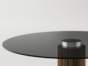 Круглый стол из дерева и стекла